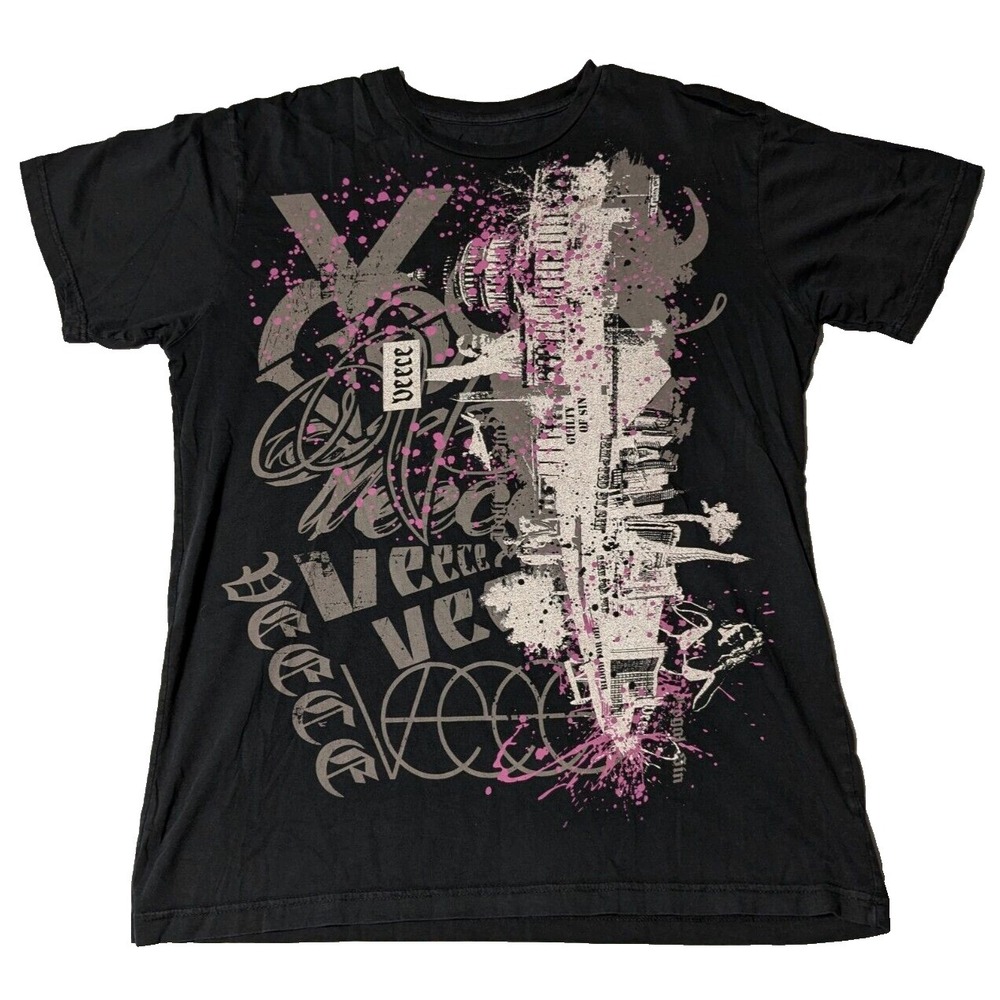 VEECE Men Size XL Black Cotton Doubled-Sided Graphic Print T-Shirt Made‎ In USA